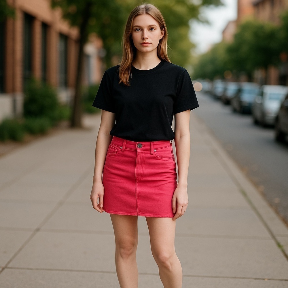 EXPRESS Pink Denim 5 pocket Skirt Size 2
New